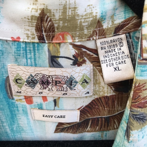 campia moda tropical short sleeve button down XL - Picture 3 of 4